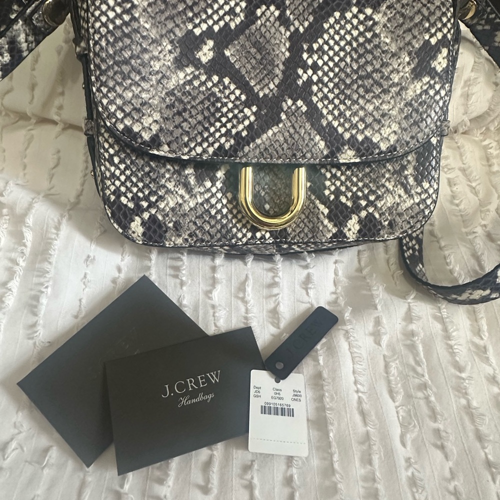J. Crew Snake Print Crossbody Bag - Black and White